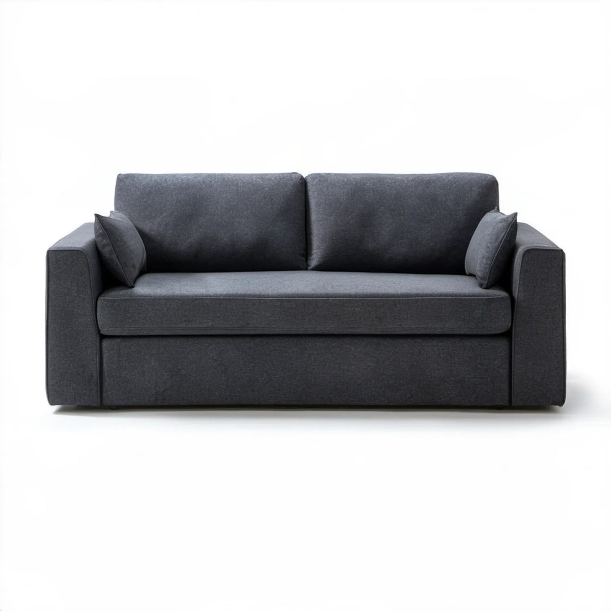 Grafitowa sofa dwuosobowa rozkładana z tkaniny poliestrowej 160 x 90 x 85 cm