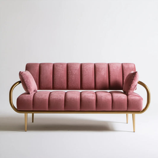 Dwuosobowa sofa z aksamitu poliestrowego różowo-złota 180 x 78 x 82 cm