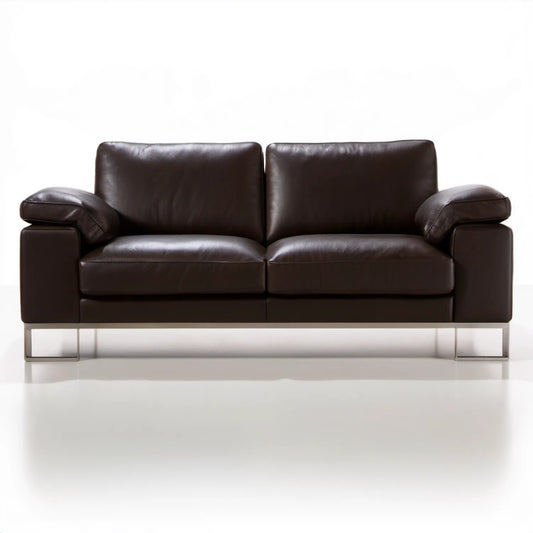Dwuosobowa kanapa ze skóry syntetycznej PU ciemnobrązowa 170 x 90 x 85 cm