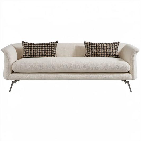 Sofa 3-osobowa z tkaniny bouclé, kremowa, 220 x 92 x 85 cm