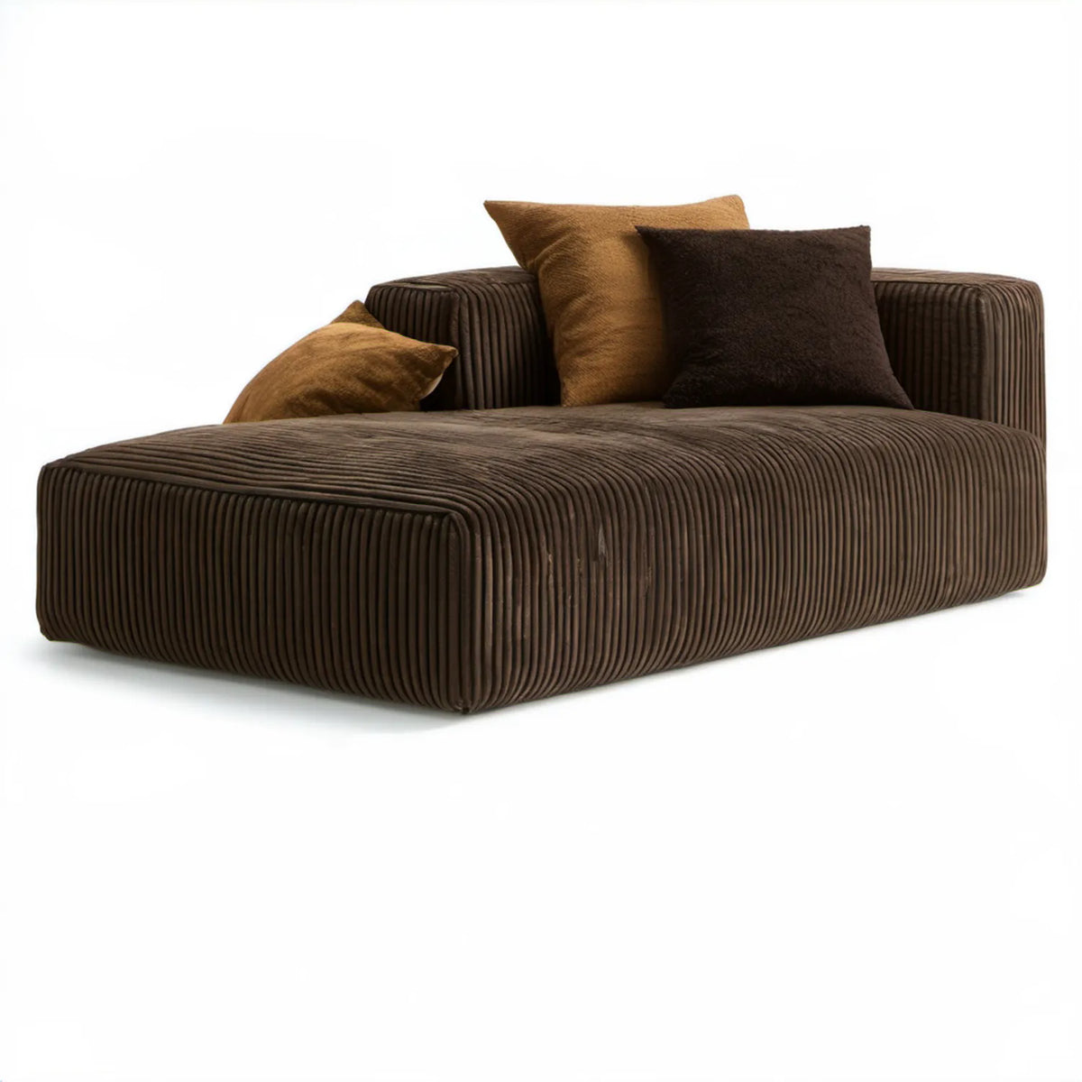 Brązowa sofa jednoosobowa ze sztruksową tapicerką 130 x 110 x 70 cm