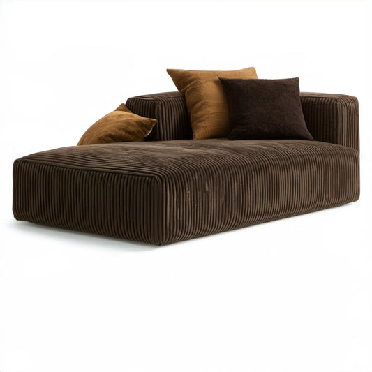 Brązowa sofa jednoosobowa ze sztruksową tapicerką 130 x 110 x 70 cm