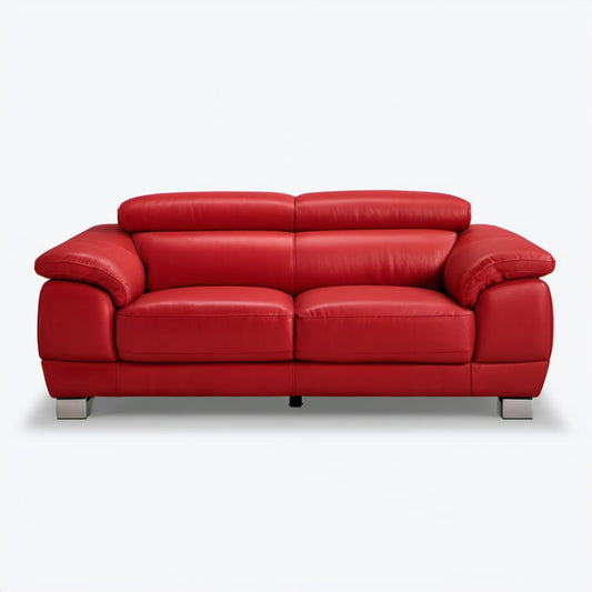 Czerwona sofa dwuosobowa ze skóry syntetycznej PU 180 x 90 x 88 cm