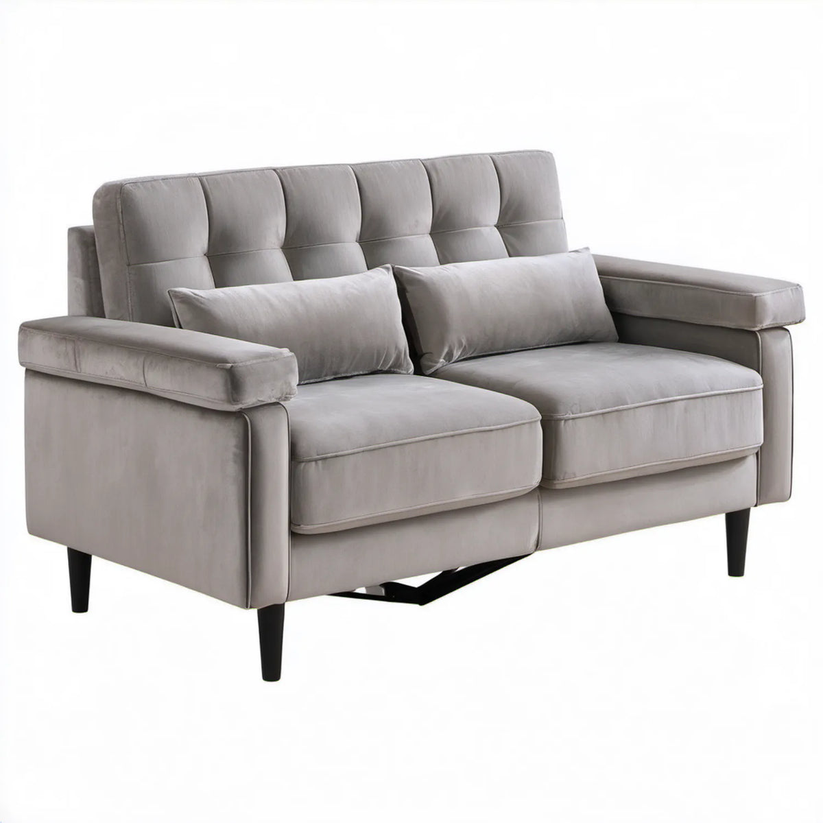 Dwuosobowa sofa rozkładana z aksamitną tapicerką, szara, 160 x 90 x 100 cm