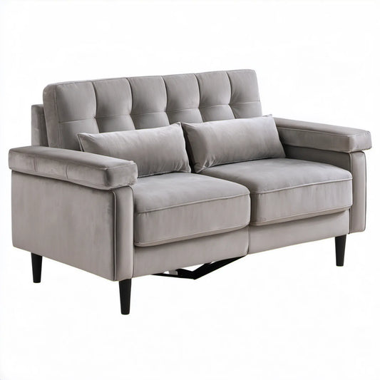 Dwuosobowa sofa rozkładana z aksamitną tapicerką, szara, 160 x 90 x 100 cm