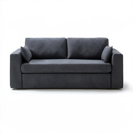 Grafitowa sofa dwuosobowa rozkładana z tkaniny poliestrowej 160 x 90 x 85 cm