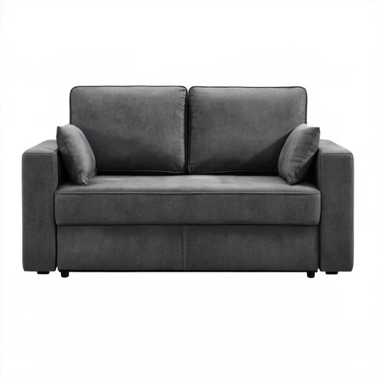 Dwuosobowa sofa grafitowa z poliestru 150 x 85 x 85 cm