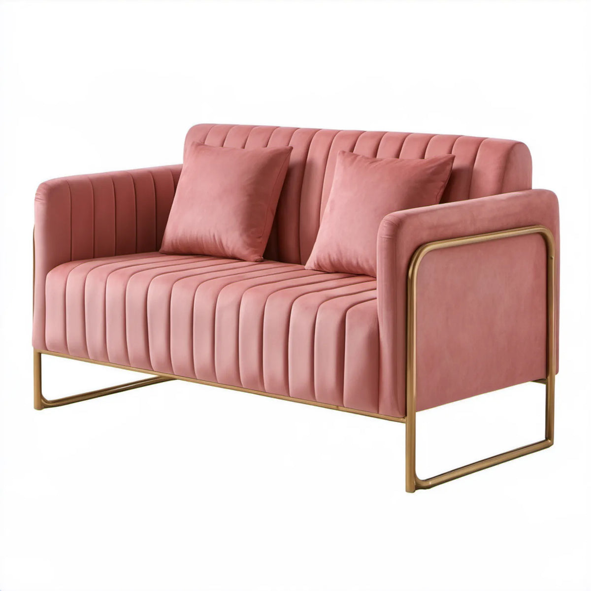 Dwuosobowa sofa welurowa Różowa/Złota 140 x 80 x 78 cm