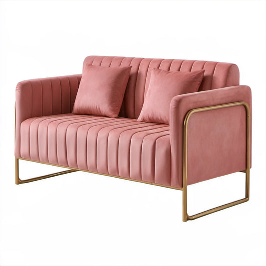 Dwuosobowa sofa welurowa Różowa/Złota 140 x 80 x 78 cm