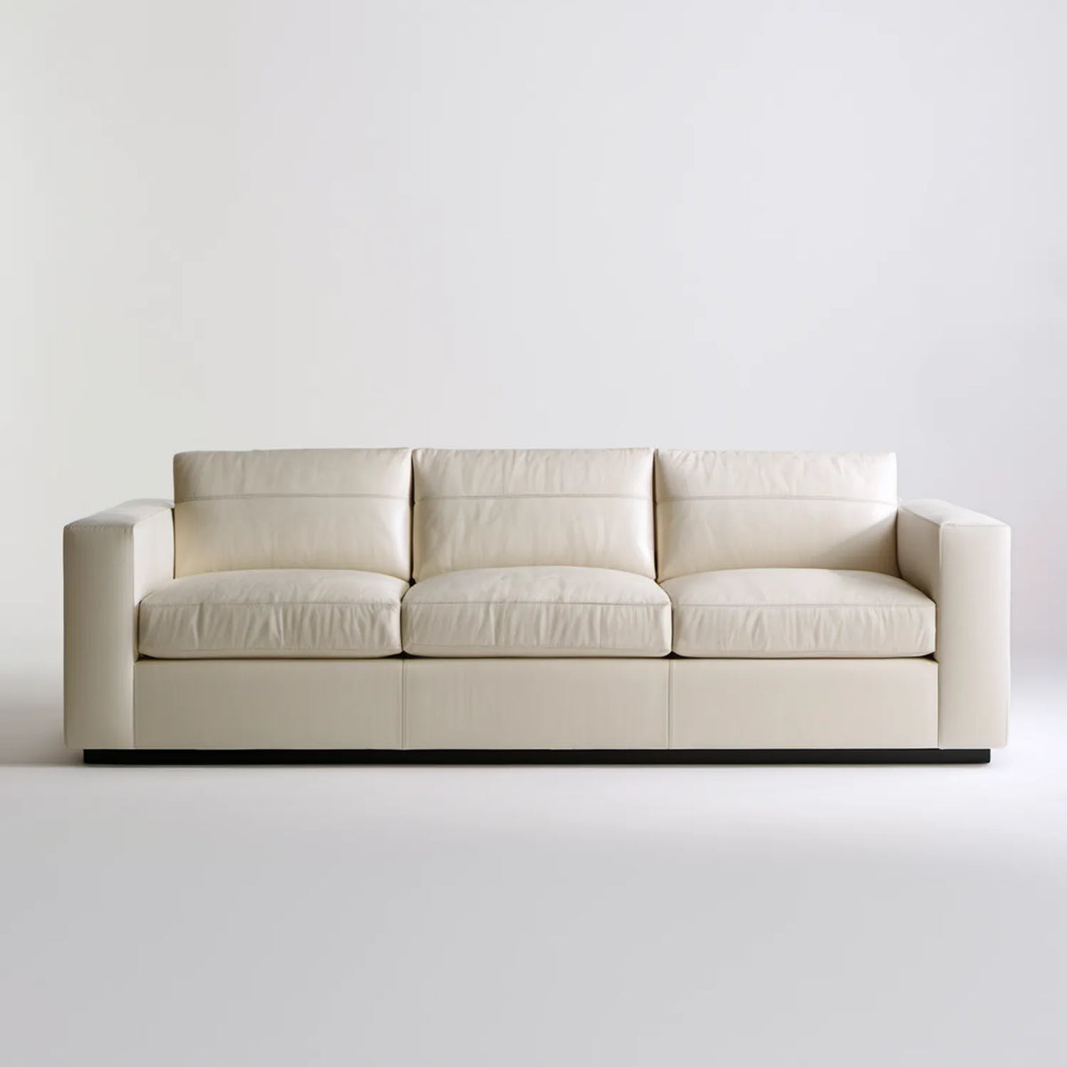 Trzyosobowa sofa z tapicerką ze skóry syntetycznej PU, kremowo-czarna, 230 × 90 × 85 cm