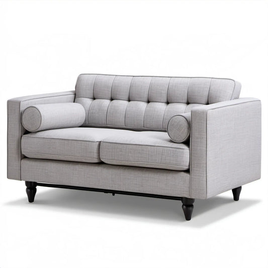 Rozkładana sofa dwuosobowa z tkaniny poliestrowej jasnoszara/czarna 170 x 90 x 88 cm